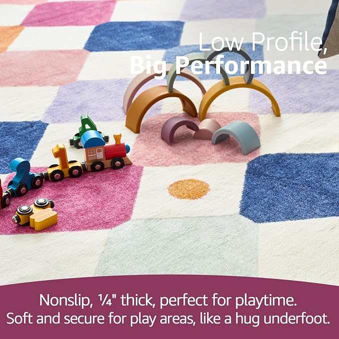jinchan Round Rug 5ft Kids Washable Rug Indoor Floor Cover Non-Slip Soft Elementary School Classroom Modern Colorful Diamond Carpet for Nursery Daycare Bedroom Playroom Living Room Berries on Cream-Ruum Studio Home