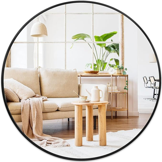 Fabuday Black Round Mirror 30 Inch - Large Circle Mirror for Bathroom, Living Room, Hallway, Entryway, Matte Aluminum Frame Circular Mirrors for Wall Decor-Ruum Studio Home