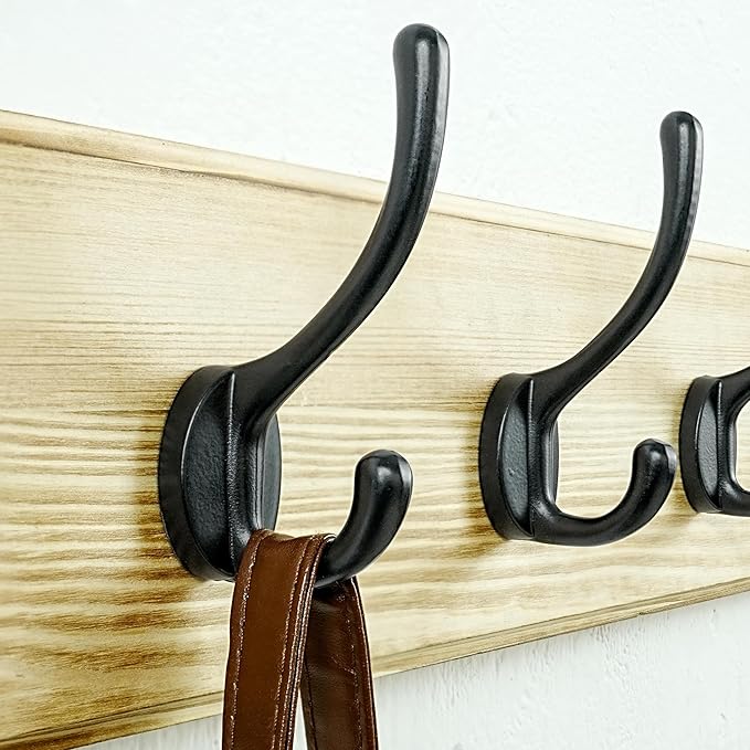 Dseap Coat Rack Wall: Patented, Heavy-Duty, 5-Double-Hooks Wooden Wall Mounted Coat Rack Coat Hanger Hook Rail for Winter Coats Hat Jacket Clothing, Light Brown, Pack of 2-Ruum Studio Home