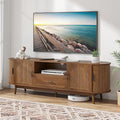 70" Fluted TV Stand for Tvs up to 80", Mid-Century Modern Entertainment Center with Drawers and Fluted Doors, Curved TV Media Console Table with Sliding Doors for Living Room, Bedroom (70")-Ruum Studio Home