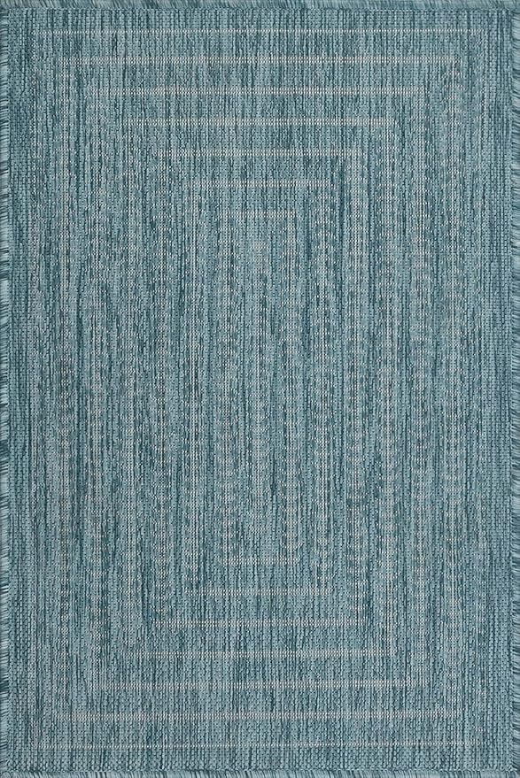 Adiva Rugs Outdoor Indoor Area Rug, Weather Resistant, Easy to Clean, Stain Resistant Floor Mat for Dining Room, Backyard, Deck, Patio (Aqua Weiss, 2' x 3')-Ruum Studio Home