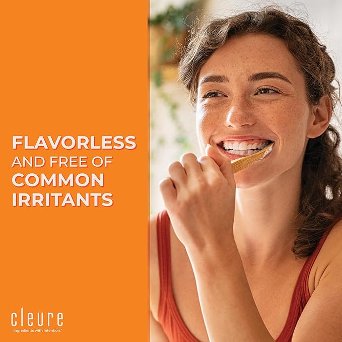 Cleure Original No Fluoride Toothpaste - SLS Free, Mint Free - with Xylitol for Fresh Breath & Helps Whiten - for Kids & Adults - Flavor Free (4oz Tube, Pack of 2)-Ruum Studio Home