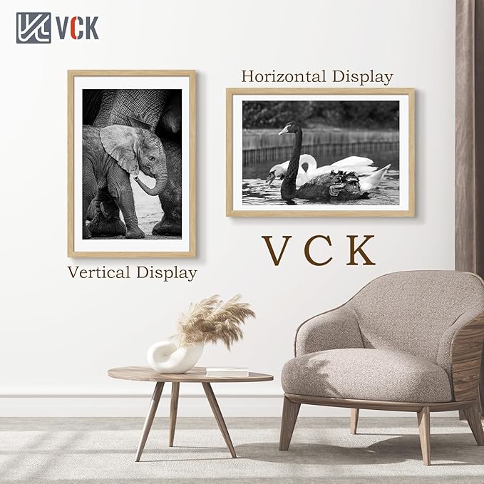 VCK 24x36 Oak Poster Frame 3 Pack, Natural Solid Wood Picture Frames, Wall Mounting Hanging-Ruum Studio Home