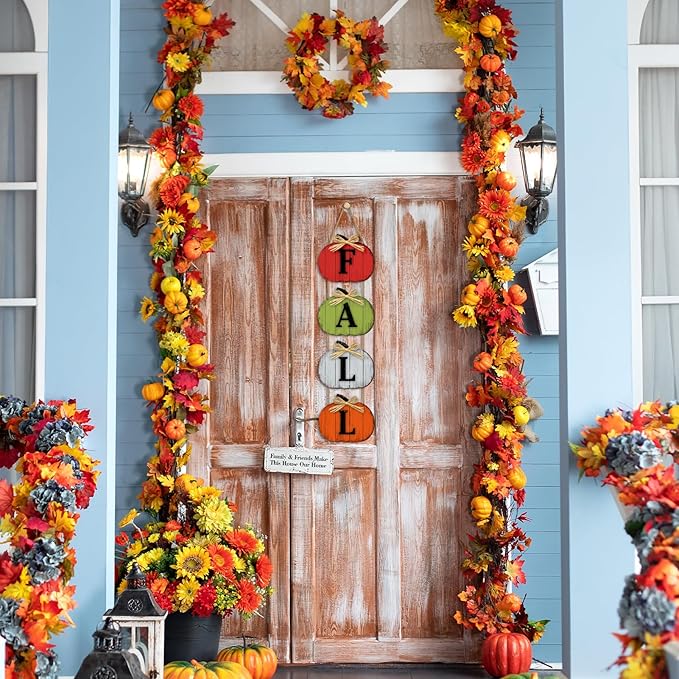 Fall Decorations for Home Fall Pumpkin Door Sign, Rustic Farmhouse Thanksgiving Wall Decorations Wooden Hanging Signs for Porch Yard Seasonal Autumn Home Decor-Ruum Studio Home