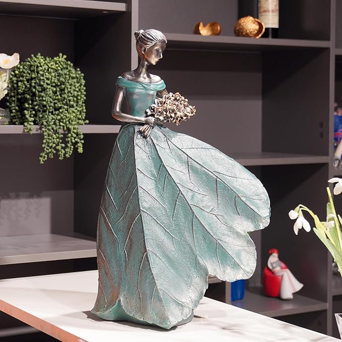 Guichifun Fairy Statue Collection Home Decoration - 22IN Leaf Angel Girls Resin Large Home Decor for Outside or Inside Rustic Garden Outdoor Yard Fantasy Figurines Gift 13.75 x 8.75 x 22 Inch-Ruum Studio Home