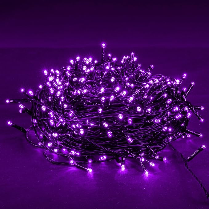DAZZLE BRIGHT Halloween 300 LED String Lights, 100FT Connectable String Lights with 8 Lighting Modes, Halloween Decorations for Party Carnival Supplies, Indoor Outdoor Yard Garden Decor (Purple)-Ruum Studio Home