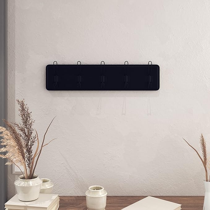 HBCY Creations Black Rustic Coat Rack Wall Mount with 5 Hooks, Solid Pine Wood 24 inch Wall Hooks for Entryway, Mudroom, Hallway, Bathroom - Vintage Farmhouse Style Wall Mounted Towel Rack-Ruum Studio Home