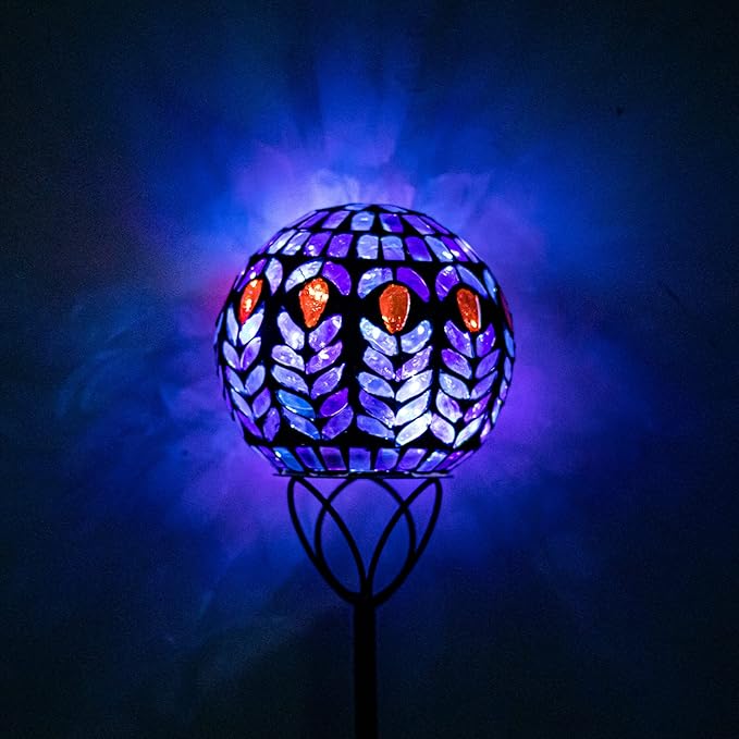 VCUTEKA Solar Lights Outdoor Garden Decor Mosaic Solar Garden Lights Waterproof Glass Ball LED Pathway Stake Light for Landscape Lawn Patio Yard Decoration 6 inch-Ruum Studio Home
