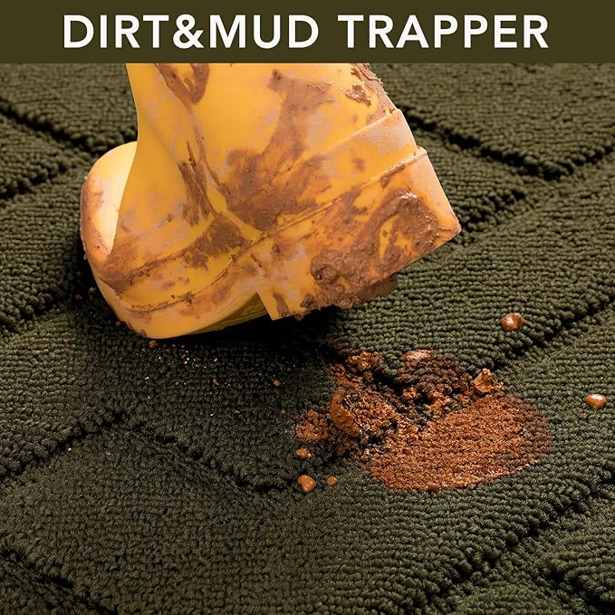 hicorfe Front Door Mat Outside Entrance,20"x31.5" Absorbent Muddy Dirt Resist Welcome Door Mats Outdoor Indoor,Stain and Fade Resistant,Non Slip Backing Entry Mat Doormat for Entryway(Oliver Green)-Ruum Studio Home