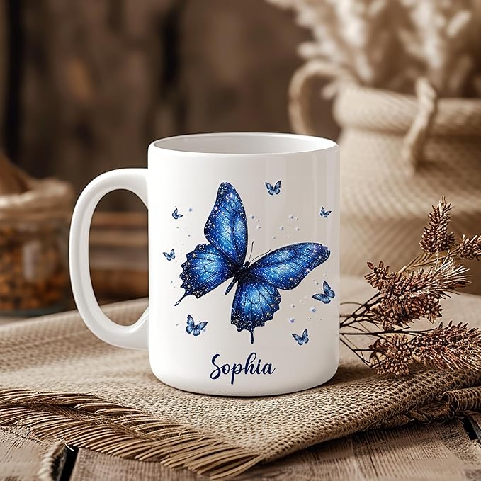 Hyturtle Personalized Inspirational Butterfly Mug - Butterfly Gifts For Women Lovers - Animal Gift For Bird Lover Her - Bird Gifts For Mom on Mother Day - Custom Coffee Cup Ceramic Mug 11 Oz 15 Oz-Ruum Studio Home