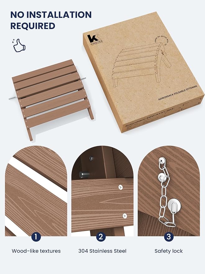 KINGYES Folding Adirondack Ottoman for Adirondack Chair, Coffee-Ruum Studio Home