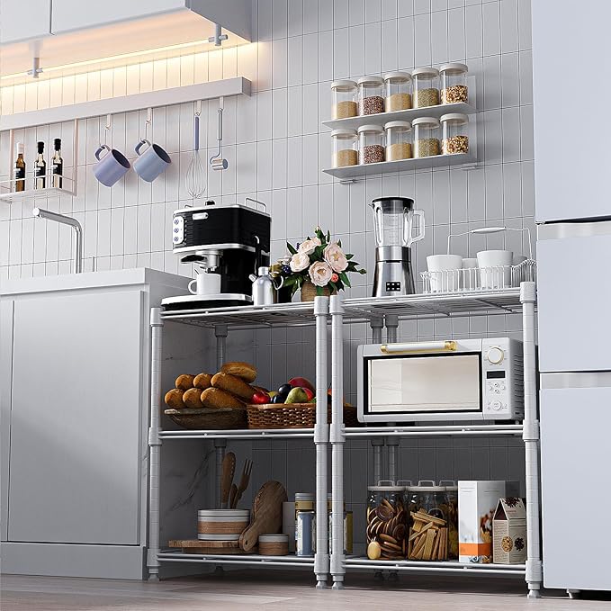 450 lbs Wire Storage Shelving 3-Tier Utility Shelving Unit Steel Organizer Wire Rack for Home,Kitchen,Office,White (11.8" D x 17.7" W x 26.4" H)-Ruum Studio Home