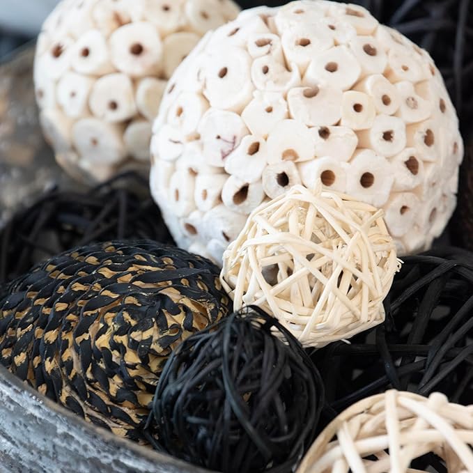ANDALUCA Decorative Balls Bag Bowl Filler Home Decor (Black & White)-Ruum Studio Home