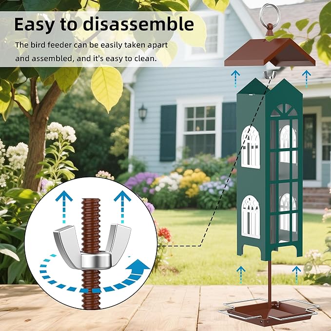 Metal Bird Feeder The Most Popular Bird Feeders for Outdoors Hanging,Waterproof and Rust-Proof,Easy Cleaning,Wild Bird Feeders Attracting Chickadees Goldfinches Cardinals Finches and Sparrows-Ruum Studio Home