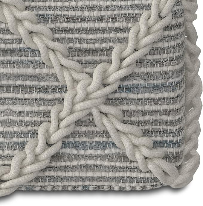 SIMPLIHOME Cowan Contemporary Square Pouf in Grey, Natural Handloom Woven for the Living Room, Bedroom and Kids Room-Ruum Studio Home