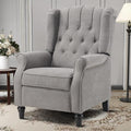 EBELLO Pushback Recliner Chair, Fabric Armchair Push Back Recliner with Rivet Decoration, Mid Century Wingback Accent Chair for Living Room, Bedroom, Grey-Ruum Studio Home