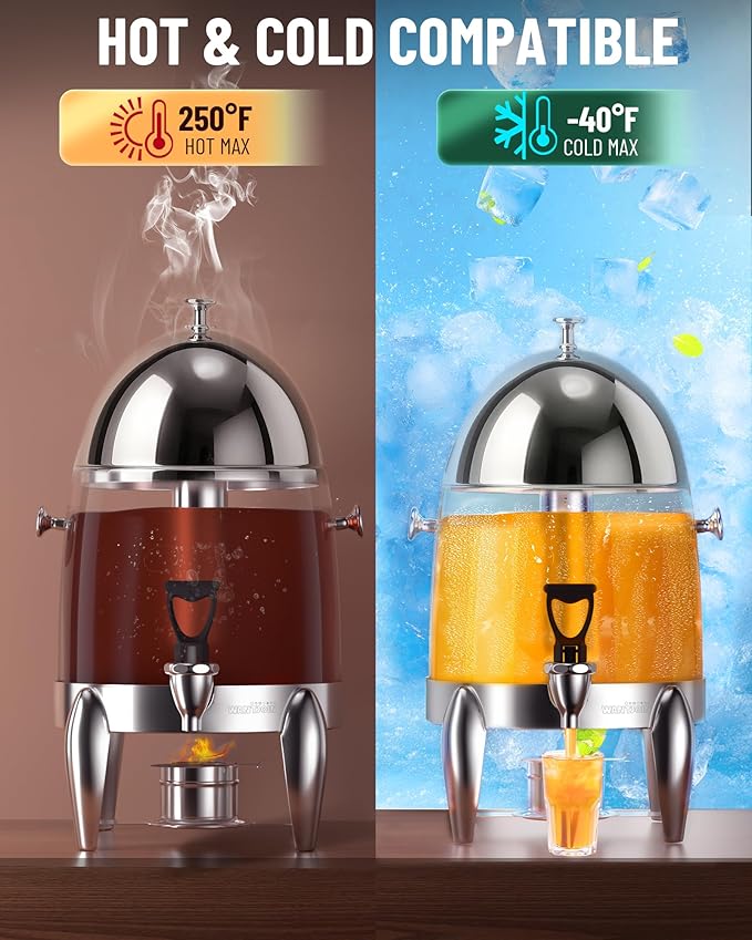 WantJoin Beverage Dispenser With Stand - 3.2 Gallon Drink Dispenser With Ice Core & Fuel Holder, Leakproof Spigot, Visible Container, Drink Dispenser For Cold & Hot Drink Parties Gathering Cafeteria-Ruum Studio Home