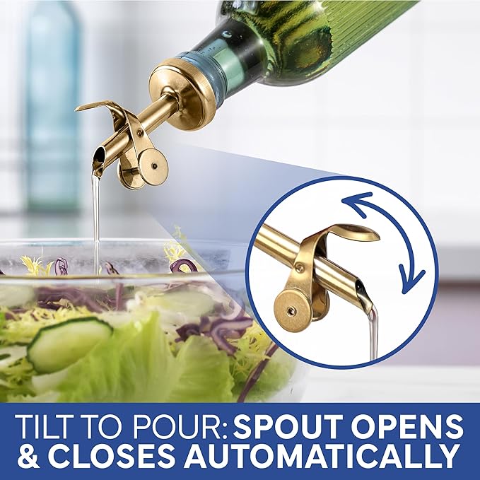 COOK WITH COLOR Glass Olive Oil Bottle Dispenser - 2 Pack- 17oz Oil and Vinegar Cruet - Olive Oil Carafe Decanter for Kitchen-Ruum Studio Home