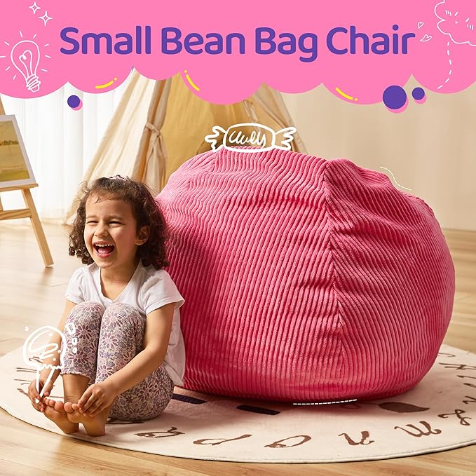 Bean Bag Chairs Teardrop Bean Bag Chair Beanbag Chair with Memory Foam Filled Machine Washable Cover for Living Room, Bedroom (Small,Pink)-Ruum Studio Home