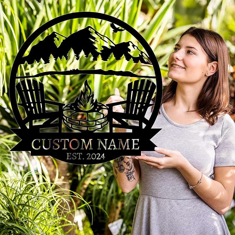 Personalized Camping Signs | Custom Metal Sign | Custom Mountain Campfire Sign | Custom Signs Outdoor Metal | Family Name Sign | Personalized Campfire Name Sign | Metal Wall Art | Camping Signs-Ruum Studio Home