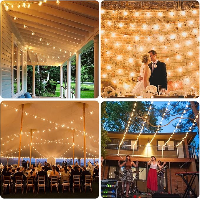50FT LED G40 Globe String Lights White, Shatterproof Outdoor Patio String Lights 2200K with 50+2 Dimmable Edison Bulbs, Backyard Outdoor Hanging Lights, Bistro Waterproof for Balcony Party Wedding-Ruum Studio Home