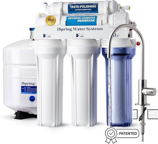 iSpring RCC2, Upgraded 200 GPD Capacity, 5-Stage Under Sink Reverse Osmosis Water Filter System, Patented Easy-Mount Faucet for Hassle-Free Installation-Ruum Studio Home