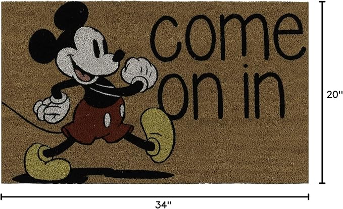 Gertmenian Disney Mickey Mouse Coir Doormat - 2x3 Welcome Mat (2-Pack), Ideal for High Traffic Areas in Front Door, Garage, Entryway - Love/Hello, 47533-Ruum Studio Home