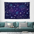 HZOHNAGO Boho Sun Moon Tapestry Purple Blue Sun Stars Galaxy Pattern Printed Wall Tapestry Wall Hanging for Bedroom Living Room Dorm 90" W x 60" H-Ruum Studio Home