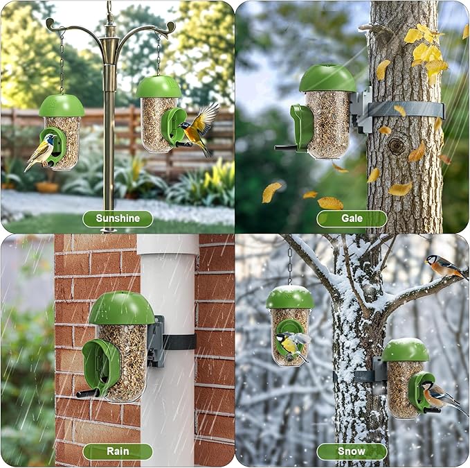 LONA Bird Feeders for Outdoors 2 Pack, Tube Birds Feeder Weatherproof with Multiple Hanging Methods, Wild Feeding Silo for Outside, 1 Port-Ruum Studio Home
