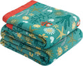 Boho Throw Blanket, 100% Organic Cotton Skin-Friendly Breathable Ultra Soft Bed Quilt Throw - All Season Blue & Red FishFarmhouse Decor Blanket for Sofa Couch Chair and Gift. 60" x 80"-Ruum Studio Home