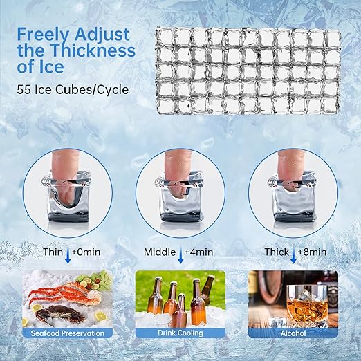 Ice Maker Commercial Ice Machine 200 lbs /24H, 33 lbs Large Storage Capacity Bin, Under Counter or Freestanding Ice Cube Makers Stainless Steel for Restaurant Bar Cafe-Ruum Studio Home