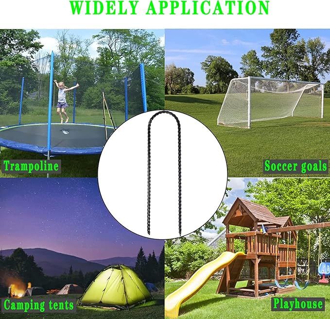 DTANX 12 Pack 12 Inch Rebar Stakes Heavy Duty Trampoline Anchors, Garden Stakes Tent Stakes Steel Ground Anchors, Black-Ruum Studio Home