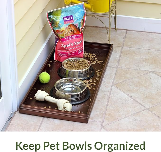 Good Directions Large Boot Tray, Squares Multi-Purpose All Weather Decorative Boot Tray, Shoes, Plants, Garage, Patio Door, Pet Bowls, 34 inch Entry Indoor Shoe Tray, Copper Finish-Ruum Studio Home