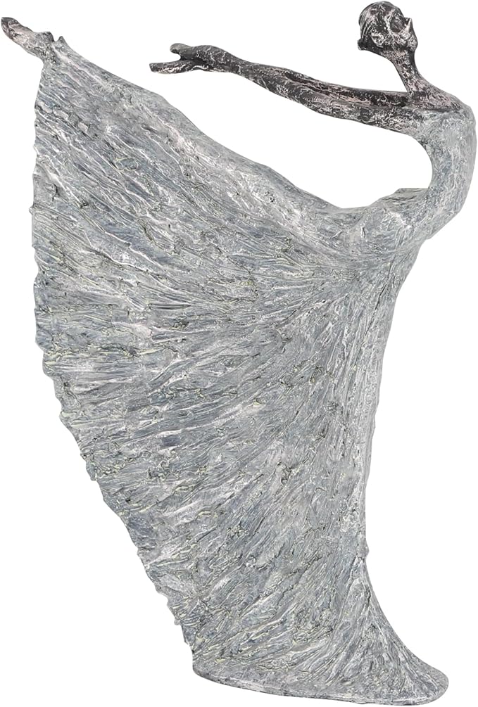 Deco 79 Polystone Dancer Decorative Sculpture Home Decor Statue, Accent Figurine 12" x 3" x 16", Gray-Ruum Studio Home