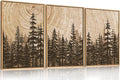 Celestdeco Pine Tree Framed Canvas Wall Art Set, Natural Woodland Landscape Wall Decor, Large Retro Forest Painting, Vintage Brown Artwork for Living Room, Bedroom, Kitchen, Study, Office - 24"x36"x3-Ruum Studio Home