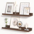 Floating Shelves for Wall, Picture Ledge Shelf 24 Inch Solid Wood Set of 2, Rustic Wall Shelves with Lip, Kids Bookshelf, Photo & Picture Live Edge Floating Shelves for Bedroom, Living Room, Kitchen-Ruum Studio Home