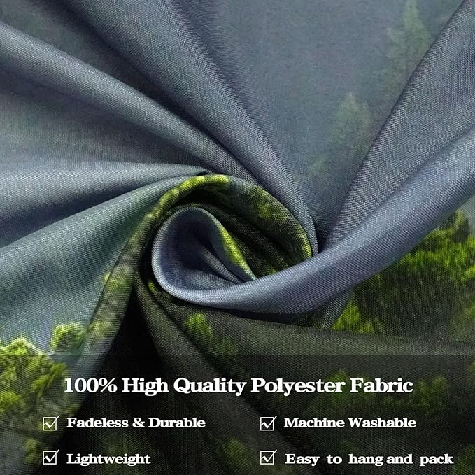 AMM Nature Forest Mountain Tapestry Green Misty Pine Tree Tapestry for Bedroom Aesthetic Foggy Woodlands Sky Landscape Tapestries Wall Hanging for Living Room Dorm 90 x 68 Inch-Ruum Studio Home