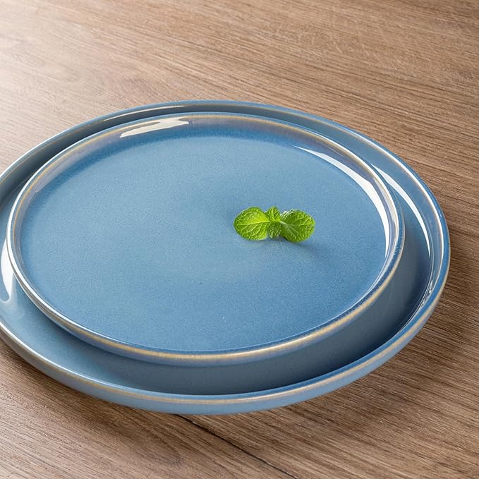 GBHOME Ceramic Dinnerware Sets for 4, 12 Pieces Stoneware Plates and Bowls Sets, Reactive Glaze Dishes -Scratch Resistant, Dishwasher&Microwave Safe-Alaskan Blue-Ruum Studio Home
