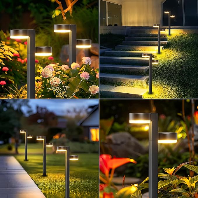 Solar Pathway Lights Outdoor Waterproof, 4 Pack with 8 Head Solar Lights Outdoor Super Bright Up to 12Hrs, Auto On/Off Garden Light for Yard Patio Path Walkway Driveway Outside Decor-Ruum Studio Home