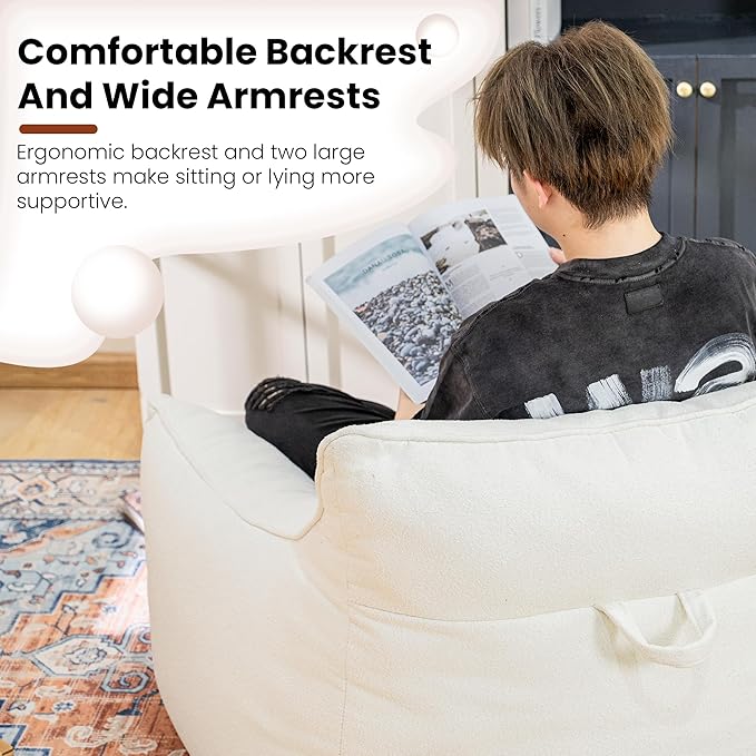Bean Bag Chair with Filler, Bean Bag Sofa Chair with Tufted Soft Armrests Plush Lazy Sofa Comfy Chair,Large BeanBag Chair for Adults in Livingroom, Bedroom-Ruum Studio Home
