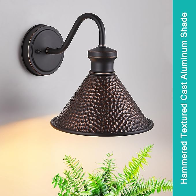 Gooseneck Outdoor Wall Light Fixtures, 2-Pack Farmhouse Barn Lights for Porch, Industrial Oil-Rubbed Bronze Exterior Wall Sconce for Garage, Patio, E26 Base Anti-Rust, Bulb not Included-Ruum Studio Home