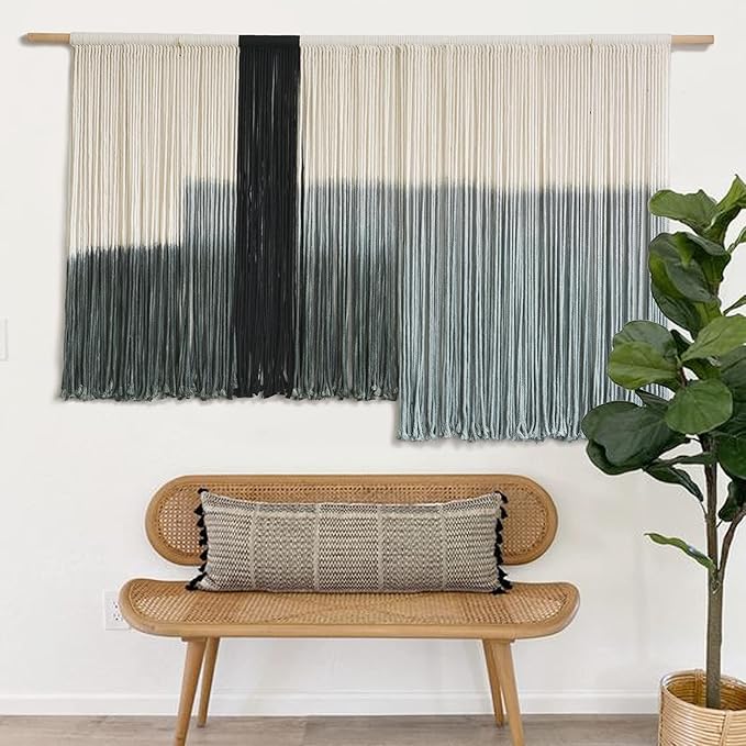 Macrame Wall Hanging Large Dip Dye Tapestry Fiber Wall Art Boho Living Room Bedroom Macrame Wall Decor 59''Wx35''L-Ruum Studio Home