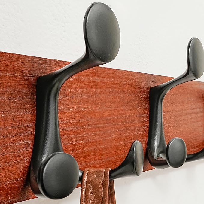SKOLOO 43-Inch Cherry Wood Coat Rack Wall Mount with 8 Triple Hooks - Ideal for Family Entrances, Classrooms, and Pet Supplies Storage - Perfect Coat Hooks for Wall-Ruum Studio Home