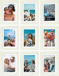 Vittanly 5x7 Picture Frames Set of 9, Shatter Resistant Plexiglass, Display 4x6 Pictures with Mat or 5x7 without Mat, Photo Frames for Wall or Tabletop, Engineered Wood, Whitemist-Ruum Studio Home