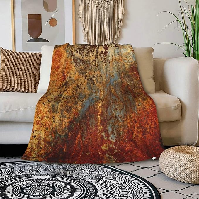 HGOD DESIGNS Brown Rust Colorful Metal Rusty Steel Iron Structure Blanket Throw Blanket Soft Comfortable for Sofa Chair Bed Office 50" x60-Ruum Studio Home