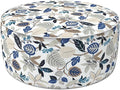 LVTXIII Indoor/Outdoor Inflatable Ottoman, D31 x H14 Inch Large Round Ottoman, All Weather Foot Rest Stool, Portable Footrest for Patio, Garden, Camping and Home - Breeze Leaves Beige-Ruum Studio Home