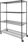 Seville Classics UltraDurable Heavy Duty NSF Solid Steel Wire Rack Storage Unit, Organizer for Garage, Warehouse, Office, Restaurant, Classroom, Kitchen, Black, 4-Tier Shelving, 60" W x 24" D-Ruum Studio Home