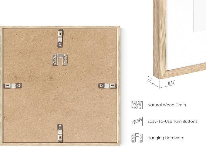 HAUS AND HUES 10x10 Square Picture Frames Set of 15 - Oak Wood Frames with Mat, Beige-Ruum Studio Home