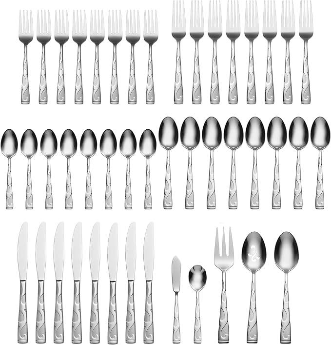 Oneida Tuscany 45-Piece Flatware Set, Service for 8, Silver-Ruum Studio Home