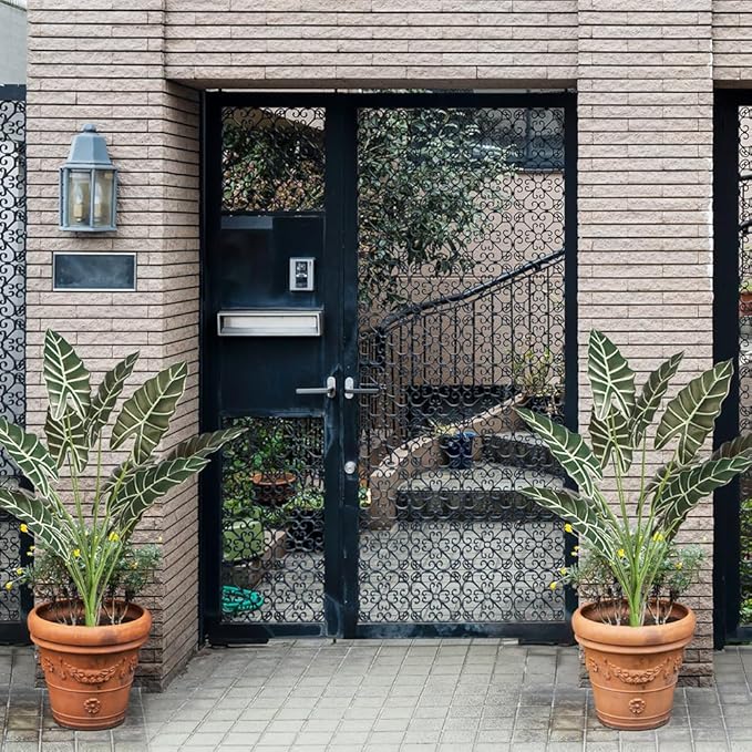 Melorca&Guilla Artificial Plants 2PCS 30“ Fake Taro Plants,Large Faux Plant,Artificial Grass Greenery Shrubs Bushes for Garden Porch Window Box Shop Office Home Décor-Ruum Studio Home